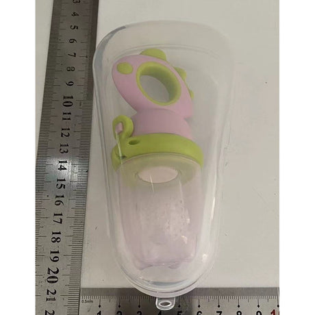 Suzeta pentru Fructe, Vivimall, pentru Bebelusi, din Silicon Alimentar, +4 Luni, 2 mm Grosime Gauri Tetina, 12.4 x 5.1 x 4.7 cm, Roz/Verde - vivimall.ro