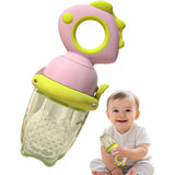 Suzeta pentru Fructe, Vivimall, pentru Bebelusi, din Silicon Alimentar, +4 Luni, 2 mm Grosime Gauri Tetina, 12.4 x 5.1 x 4.7 cm, Roz/Verde - vivimall.ro