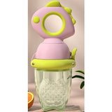 Suzeta pentru Fructe, Vivimall, pentru Bebelusi, din Silicon Alimentar, +4 Luni, 2 mm Grosime Gauri Tetina, 12.4 x 5.1 x 4.7 cm, Roz/Verde - vivimall.ro