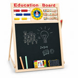 Tabla Educativa Magnetica cu Doua Fete, Flippy, Cadru din Lemn, Abac, Ceas, Litere, Cifre si Semne Matematice, Reglabila pe Inaltime, 52x36 cm - vivimall.ro