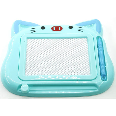 Tablita Magnetica de Scris si Desenat, Vivimall, Model Pisica, cu Creion, Dimensiuni 23.2x18.5 cm, Suprafata Desen 14.6x10.4 cm, Dezvolta Imaginatia si Creativitatea, Incurajeaza Exersarea Scrisului, Albastru, Resigilat - vivimall.ro