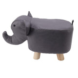 Taburet pentru Copii, Flippy, Scaun Tip Taburet, Model Elefant, din Lemn Masiv, Scaun pentru Copii, 30 x 25 x 25 cm, Gri inchis - vivimall.ro