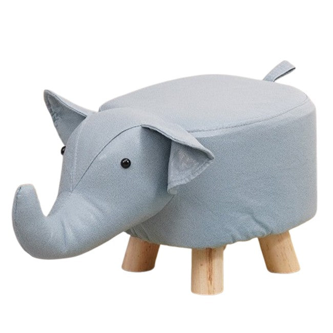 Taburet pentru Copii, Flippy, Scaun Tip Taburet, Model Elefant, din Lemn Masiv, Scaun pentru Copii, 30 x 25 x 25 cm, Albastru deschis - vivimall.ro