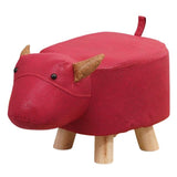 Taburet pentru Copii, Flippy, Scaun Tip Taburet, Model Vacuta, din Lemn Masiv, Scaun pentru Copii, 30 x 25 x 25 cm, Rosu - vivimall.ro