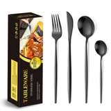 Tacamuri Portugheze, Vivimall, Set din 24 de Piese din Otel Inoxidabil, 6 Cutie, 6 Furculite, 6 Linguri de Masa, 6 Linguri pentru Ceai, Negru Cosmic - vivimall.ro