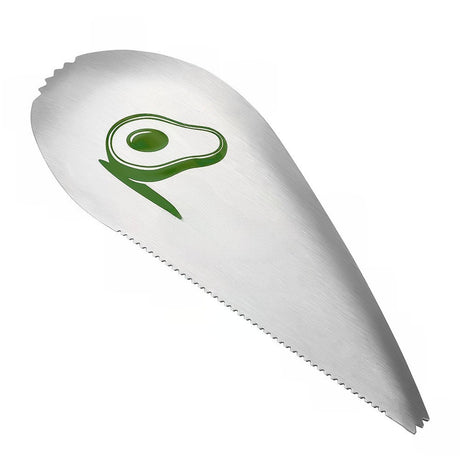 Taietor special pentru avocado Vivimall, 3 in 1, forma curbata, zimti pentru apucare si taiere, din otel inoxidabil, 15 x 6 cm, gri - vivimall.ro