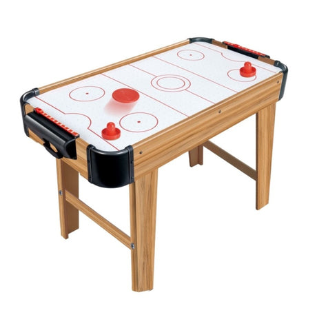 Masa Air Hockey Graffiti cu Picioare Lungi, Vivimall, Lemn, 2 Pucuri, Tabela Scor, 2 Impingatoare, 76x38x61 cm, Maro - vivimall.ro