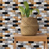 Set 10 x Placi Tapet Autocolant 3D cu Imitatie de Marmura Asimetrica,  pentru Perete Bucatarie Sufragerie, Usor de Curatat, Rezistent la Apa, Autoadeziv, 30x30 cm, Maro Gri Negru - vivimall.ro