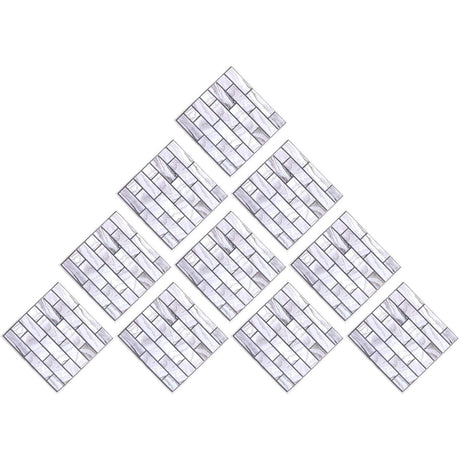10 x Placi Tapet Autocolant 3D cu Imitatie de Marmura Dreptunghiulara, pentru Perete Bucatarie Sufragerie, Usor de Curatat, Rezistent la Apa, Autoadeziv, 30x30 cm, Gri - vivimall.ro
