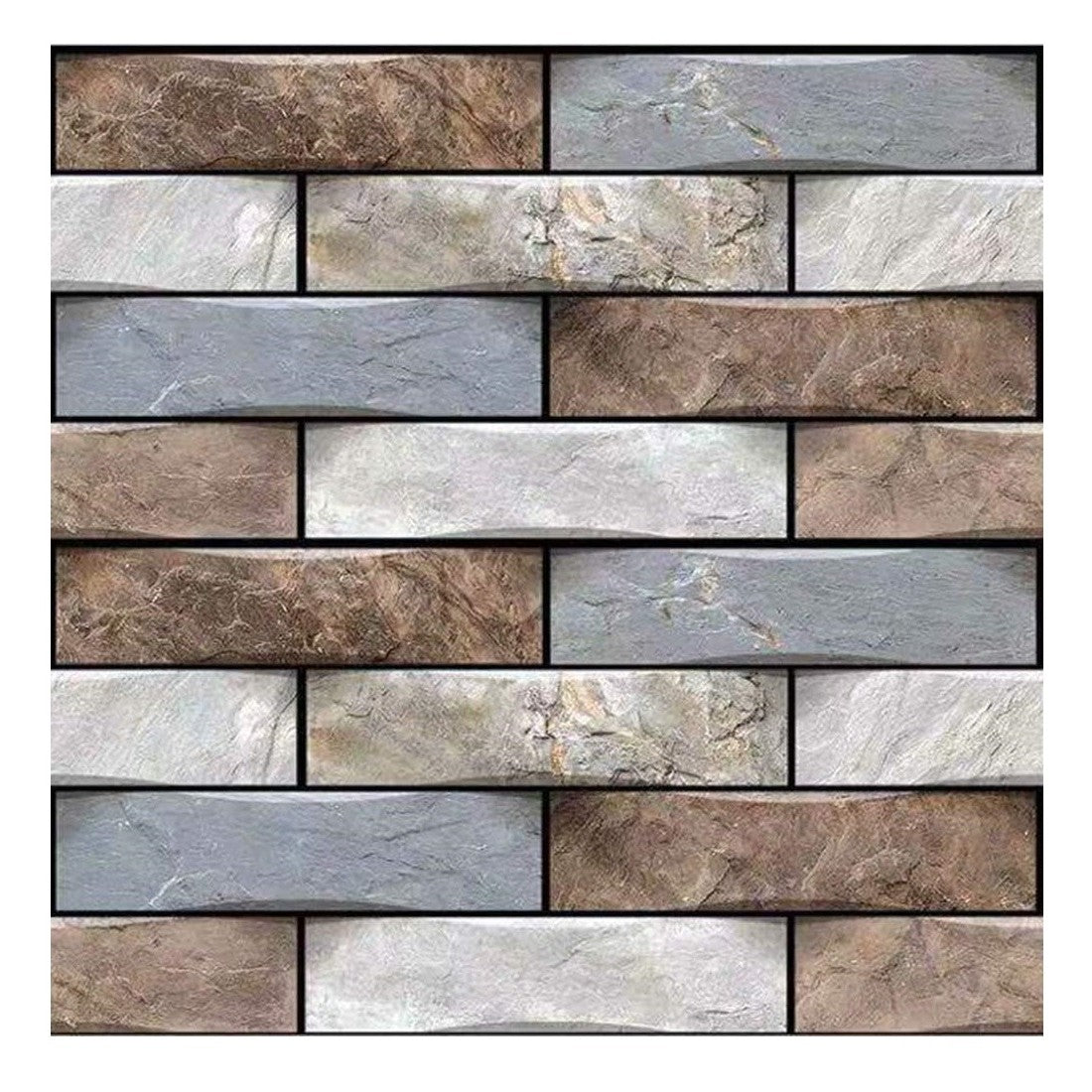 10 x Placi Tapet Autocolant 3D cu Imitatie de Marmura, pentru Perete Bucatarie Sufragerie, Usor de Curatat, Rezistent la Apa, Autoadeziv, 30x30 cm, Gri Maro Bej - vivimall.ro