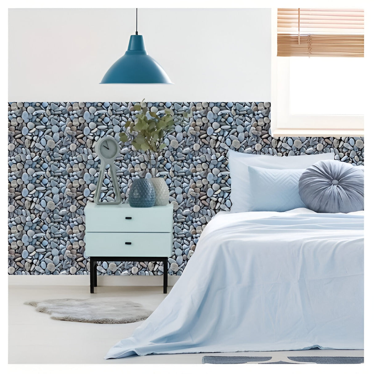 Set 10 x Placi Tapet Autocolant 3D cu Imitatie de Pietre Mici, pentru Perete Bucatarie Sufragerie, Usor de Curatat, Rezistent la Apa, Autoadeziv, 30x30 cm, Gri - vivimall.ro