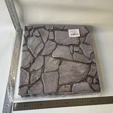 Set 10 x Placi Tapet Autocolant 3D cu Imitatie de Pietre, pentru Perete Bucatarie Sufragerie, Usor de Curatat, Rezistent la Apa, Autoadeziv, 30x30 cm, Gri - vivimall.ro