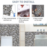 Set 10 x Placi Tapet Autocolant 3D cu Imitatie de Pietre, pentru Perete Bucatarie Sufragerie, Usor de Curatat, Rezistent la Apa, Autoadeziv, 30x30 cm, Gri - vivimall.ro