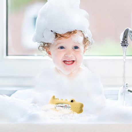 Termometru pentru Baie, Vivimall, Plutitor, Rezistent la apa, Multifunctional, Model Crocodil, 2.7x6.5x3.7 cm, Galben - vivimall.ro