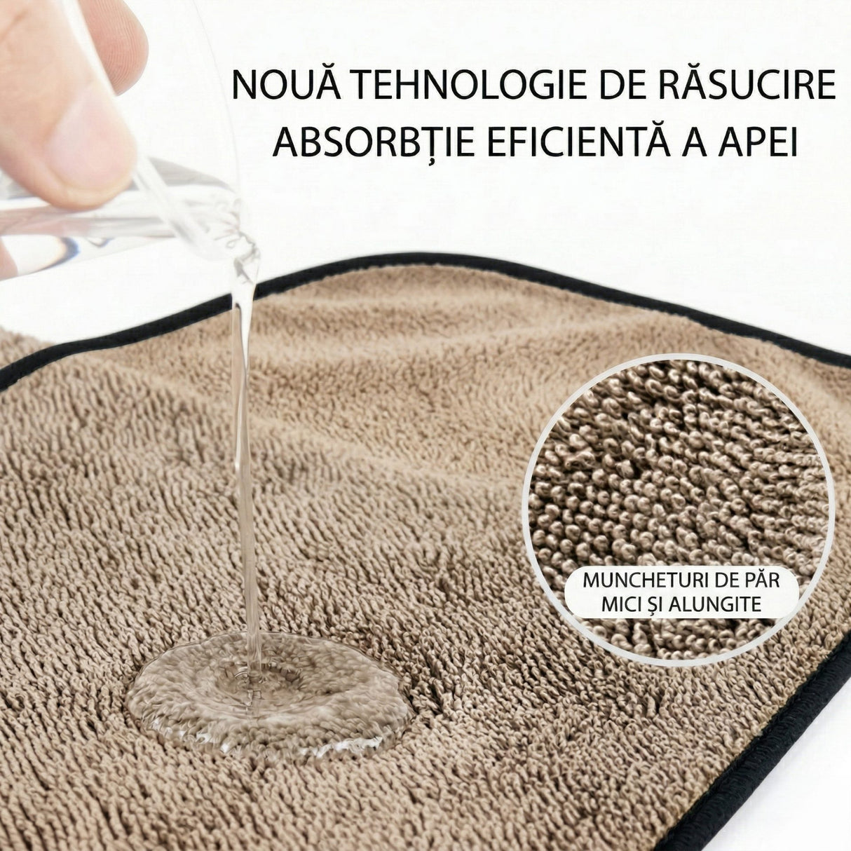 Prosop Uscare Auto, Flippy, 600 GSM, Microfibra Premium, Ultra Absorbant, Fara Urme, 90x70 cm, Bej - vivimall.ro