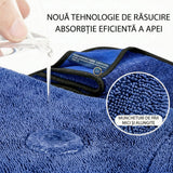 Prosop Uscare Auto, Flippy, 600 GSM, Microfibra Premium, Ultra Absorbant, Fara Urme, 90x70 cm, Albastru Inchis - vivimall.ro