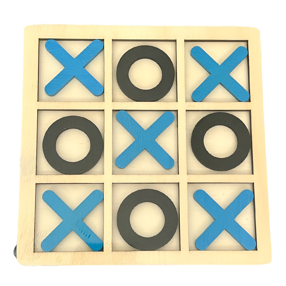Jucarie Montessori Tic Tac Toe, Educativa, Interactiva, Din Lemn, X Si O, 9 Piese, Negru