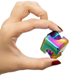 Jucarie Antistres Fidget Spinner, Flippy, Tip Cub, Metalic 2-in-1, Transformabil, Rulment Premium, Inox, Gadget pentru  Birou, Silentios, 2.9  x 2.9 cm, Multicolor - vivimall.ro