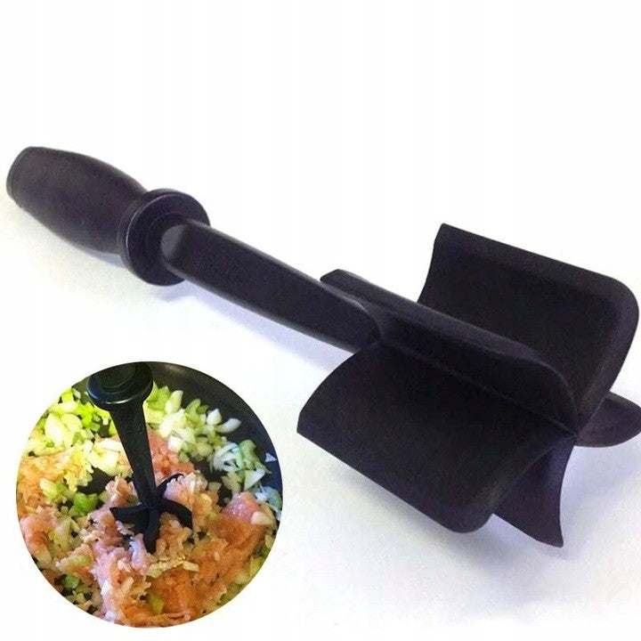 Tocator De Carne Manual, Cu Lama Pentru Tocarea Si Amestecarea Carnii, 28X6Cm, Cu 5 Lame Curbate, Rezistent La Caldura, Multifunctional, Plastic Rezistent, Negru - vivimall.ro