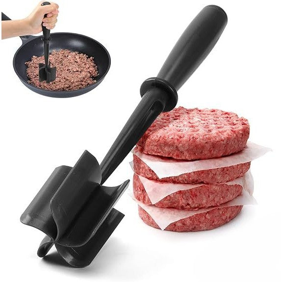 Tocator De Carne Manual, Cu Lama Pentru Tocarea Si Amestecarea Carnii, 28X6Cm, Cu 5 Lame Curbate, Rezistent La Caldura, Multifunctional, Plastic Rezistent, Negru - vivimall.ro