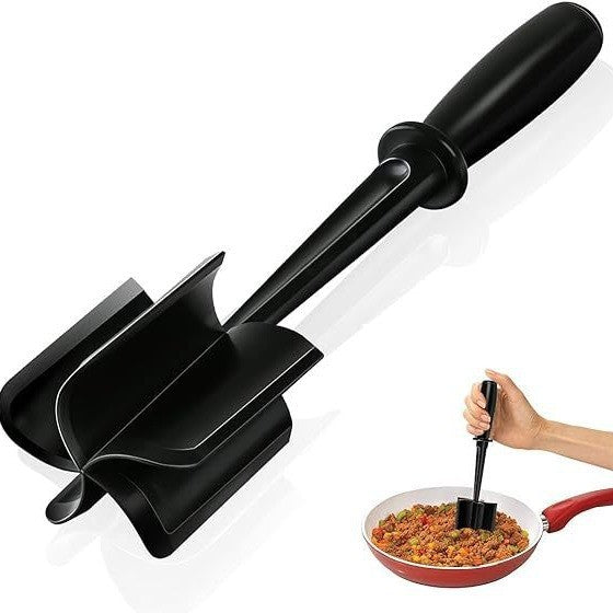 Tocator De Carne Manual, Cu Lama Pentru Tocarea Si Amestecarea Carnii, 28X6Cm, Cu 5 Lame Curbate, Rezistent La Caldura, Multifunctional, Plastic Rezistent, Negru - vivimall.ro