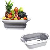 Tocator Multifunctional, Vivimall, 2 in 1, cu Cos pentru Spalat si Scurgere Alimente, 480 g, Pliabila, Gri - vivimall.ro