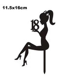 Decoratiune Topper pentru Tort, Vivimall, Model Fata 18 Ani, Dimensiuni 16x11.5 cm, Tematica Majorat, Negru - vivimall.ro