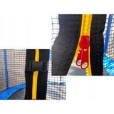 Trambulina pentru Copii, Flippy, Gradina si Exterior, Plasa de Protectie, Scara de Acces, Susutinere din Otel Galvanizat, Capacitate 8-9 Persoane, Pana la 450 kg, 4.28 x 2.6 m, Albastru/Negru - vivimall.ro
