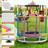 Trambulina pentru Copii, Flippy, pentru Gradina si Interior, cu Plasa de Siguranta si Fermoar, Sustinere din Otel Galvanizat, Bara de Gimnastica Reglabila, Sac de Box, Capacitate 200 kg, 140 cm, 3+ ani, Multicolor - vivimall.ro