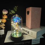 Trandafir in Cupola, Vivimall, cu Lumina Led Multicolora, Baterii, 8.5 x 15 cm, Albastru - vivimall.ro