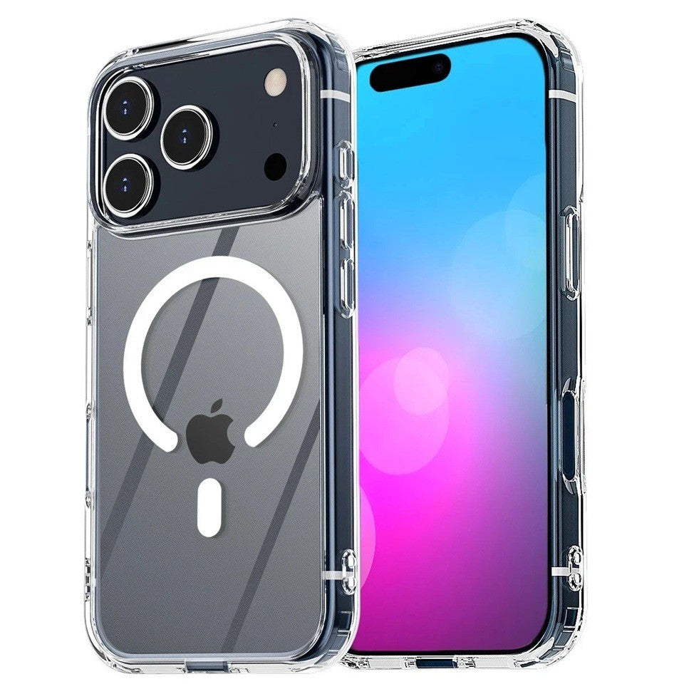 Husa Telefon, Vivimall, Compatibila Apple iPhone 17 Pro, MagSafe, Antisoc, din Silicon + TPU, Transparent - vivimall.ro