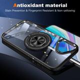 Husa de Protectie TPU, Vivimall, pentru iPhone 16 Plus, Anticadere, cu Incarcare Wireless, Tehnologie Magsafe, Inel Magnetic Rotativ cu Functie de Suport, Transparent-Negru - vivimall.ro
