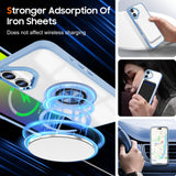 Husa de Protectie TPU, Vivimall, pentru iPhone 16, Anticadere, cu Incarcare Wireless, Tehnologie Magsafe, Inel Magnetic Rotativ cu Functie de Suport, Transparent-Albastru Deschis - vivimall.ro