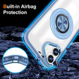 Husa de Protectie TPU, Vivimall, pentru iPhone 16 Plus, Anticadere, cu Incarcare Wireless, Tehnologie Magsafe, Inel Magnetic Rotativ cu Functie de Suport, Transparent-Albastru Deschis - vivimall.ro
