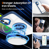 Husa de Protectie TPU, Vivimall, pentru iPhone 16 Plus, cu Incarcare Wireless, Tehnologie Magsafe, Inel Magnetic Rotativ cu Functie de Suport, Transparent-Albastru Inchis - vivimall.ro