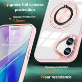 Husa de Protectie TPU, Vivimall, pentru iPhone 16 Plus, Anticadere, cu Incarcare Wireless, Tehnologie Magsafe, Inel Magnetic Rotativ cu Functie de Suport, Transparent-Roz - vivimall.ro