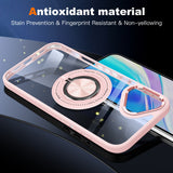 Husa de Protectie TPU, Vivimall, pentru iPhone 16 Plus, Anticadere, cu Incarcare Wireless, Tehnologie Magsafe, Inel Magnetic Rotativ cu Functie de Suport, Transparent-Roz - vivimall.ro