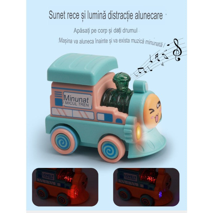 Tren, locomotiva de jucărie Vivimall pentru copii cu varsta mai mare de 2 ani cu muzică si lumini 11,5*7*9 cm - vivimall.ro