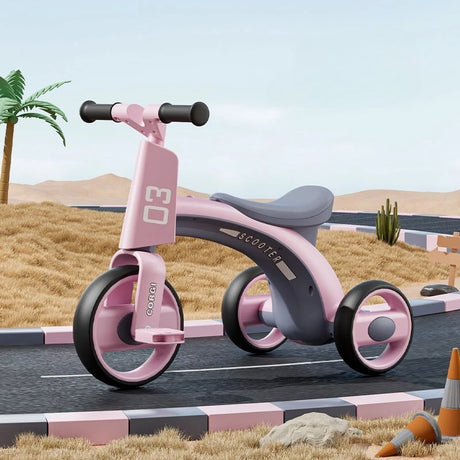 Tricicleta pentru Copii, Vivimall, Exercitiu de Echilibru, pentru 1-6 Ani, Functie de Lumini si Sunete, cu Pedale, din Plastic, Roti Gonflabile, Greutate Portanta 60 kg, 57 x 36 x 47 cm, Roz - vivimall.ro