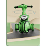 Tricicleta pentru copii Vivimall, pedalare, impingere, lumini si sunete, pedale antiderapante, material dur, cos depozitare, varsta peste 18 luni, 80x40x52 cm, verde - vivimall.ro