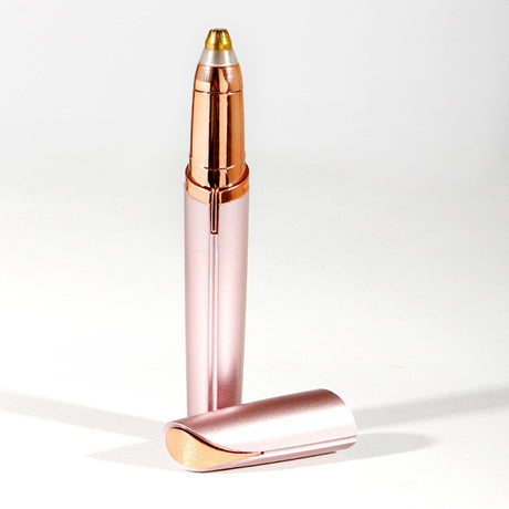 Trimmer Facial, Vivimall, pentru Sprancene, Incarcare USB, 1.5 x 13 cm, din ABS, Roz Auriu - vivimall.ro