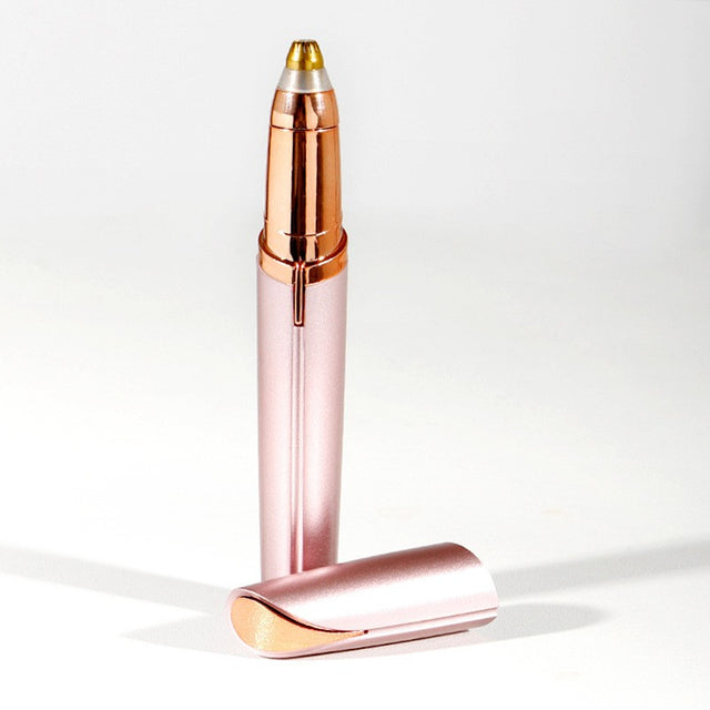 Trimmer Facial, Vivimall, pentru Sprancene, Incarcare USB, 1.5 x 13 cm, din ABS, Roz Auriu - vivimall.ro