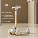 Trotineta Multifunctionala 6 in 1, Vivimall, Pentru Copii De La 10 Luni Pana La 12 Ani, Cu Maner De Impingere, Reglabil 360, Pliere Usoara, Reglarea Inaltimii, Model Dinozaur, Alb/Bej, Resigilat - vivimall.ro