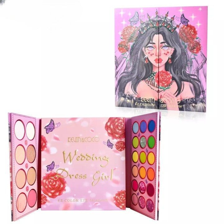 Комплект грим, палитра сенки за очи Kevin&amp;Coco с 62 пигментирани и перлени цвята