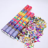 Tub de Confetti, Vivimall, Clasic, 80x5 cm, Confetii Asortate din Plastic, Eliberare prin Rasucire, Multicolor - vivimall.ro