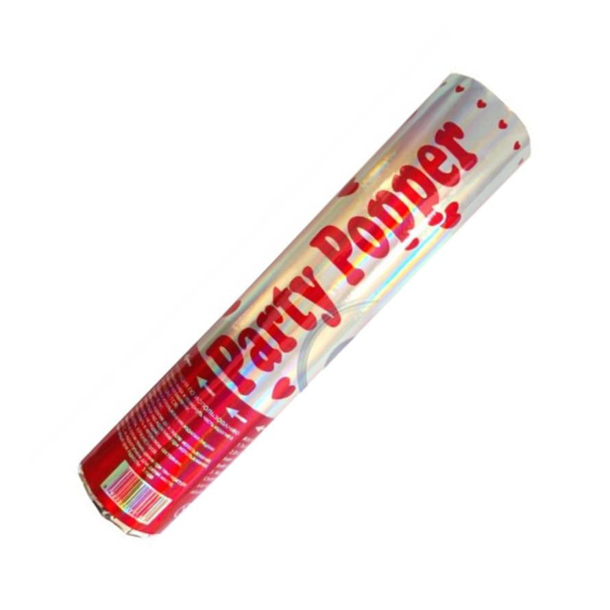 Tub de Confetti, Vivimall, Party Popper, 20x5 cm, Confetii Inimioare din Aluminiu, Multicolor - vivimall.ro