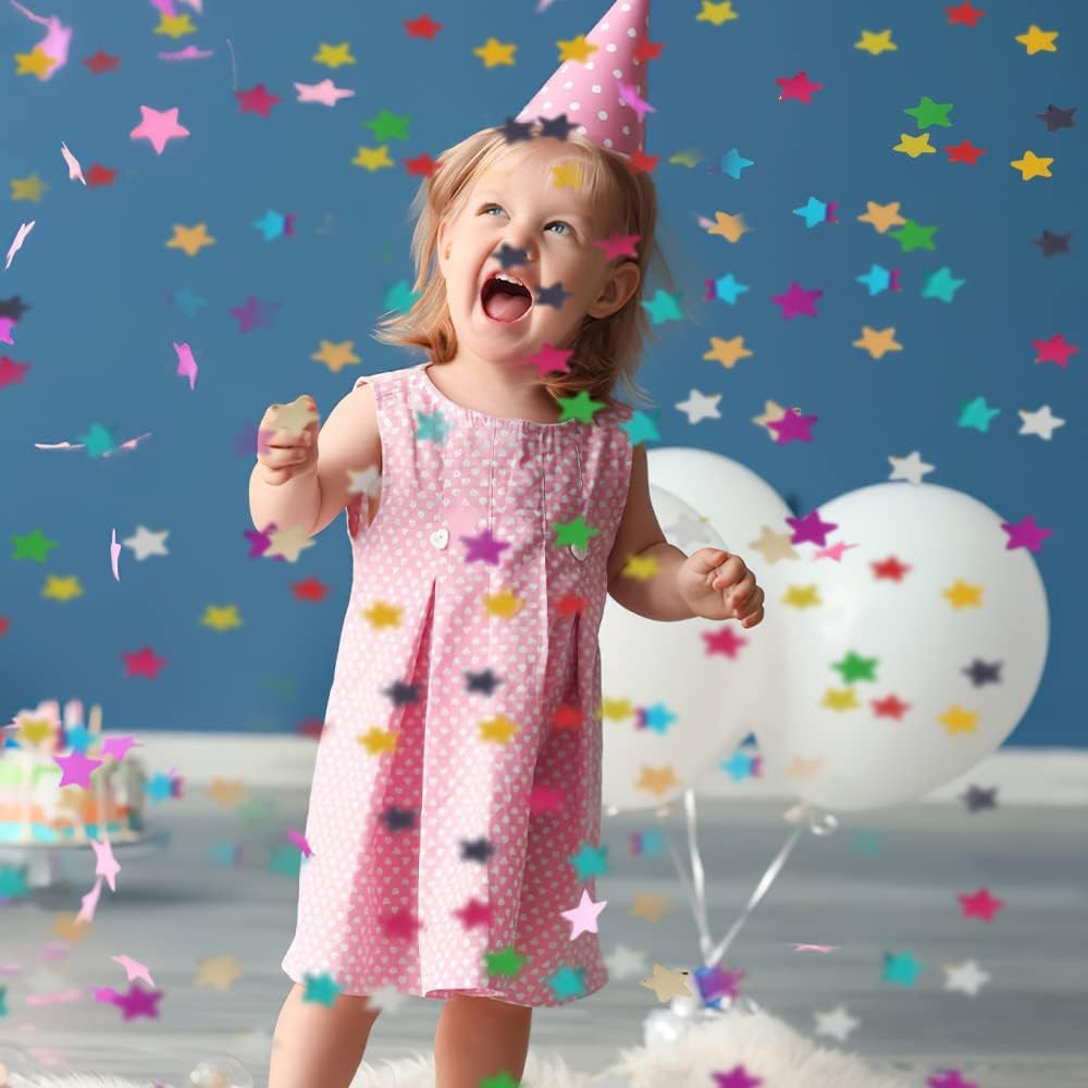 Tun de Confetti, Vivimall, Party Popper, 60x5 cm, Model Stelute, Inimioare, Paiete, Lucioase, 3 cm Diametru, Multicolor - vivimall.ro