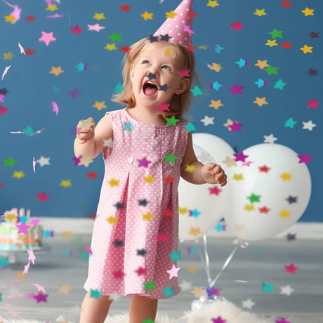 Tun de Confetti, Vivimall, Party Popper, 60x5 cm, Model Stelute, Inimioare, Paiete, Lucioase, 3 cm Diametru, Multicolor - vivimall.ro