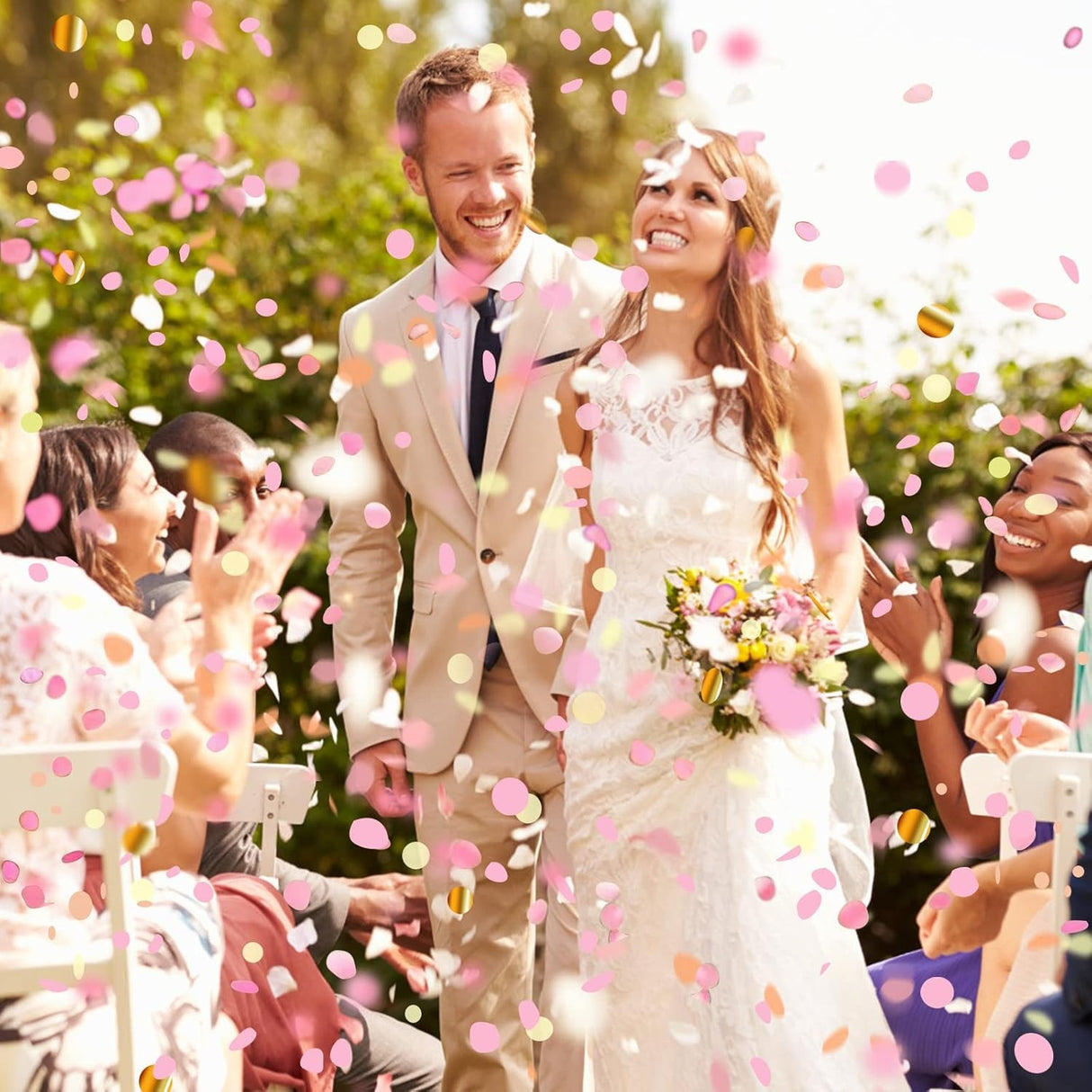 Tun Confetti, Vivimall, Confetti Inimioare si Mesaj Love, 40 x 5 cm, Roz Alb - vivimall.ro