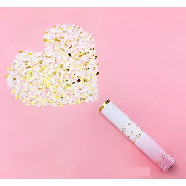 Tun Confetti Petrecere, Vivimall, Lungime 30 cm, Alb/Auriu - vivimall.ro